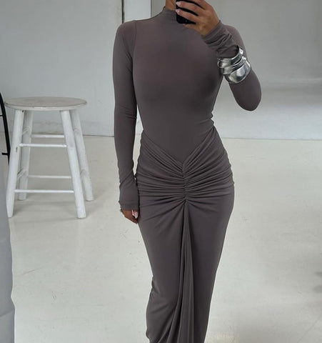 bodycon ruched dress long sleeve Donna Karan Women's Long Sleeve Ruched Jersey Dress - Black