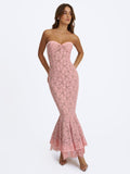 Rosalyn Pink Lace Sweetheart Maxi Mermaid Dress