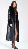 MANTEAU EN CUIR VÉGAN NOIR AVEC BORDURE EN FAUSSE FOURRURE ZAIDA 