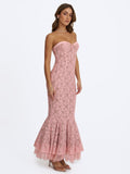 Rosalyn Pink Lace Sweetheart Maxi Mermaid Dress