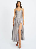 Palmer Silver Glitter Drop Waist Maxi Dress