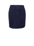 Wylda Navy Blue Boucle Wool Bodycon Mini Skirt