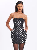 TAHIRA BLACK POLKA DOT MINI DRESS
