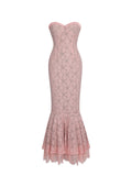 Rosalyn Pink Lace Sweetheart Maxi Mermaid Dress