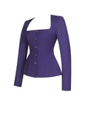 Skyla Indigo Square Neckline Peplum Blazer