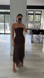 STRAPLESS MESH MAXI DRESS