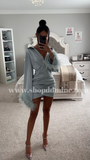 ABITO MINI AZZURRO A MANICHE LUNGE CON PIUME JENNA