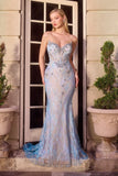 STRAPLESS FITTED EVENING GOWN