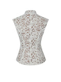 Rosetta Cream Cotton Crochet Mandarin Collar Top