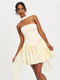 Valentina Butter Yellow Boned Curve Edge Mini Dress