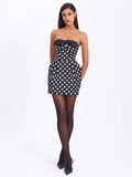TAHIRA BLACK POLKA DOT MINI DRESS