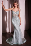 FITTED PEARL & CRYSTAL GOWN