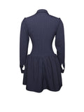 Xabrina Navy Blue Pinstripe Long Sleeve Dress