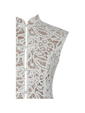 Rosetta Cream Cotton Crochet Mandarin Collar Top