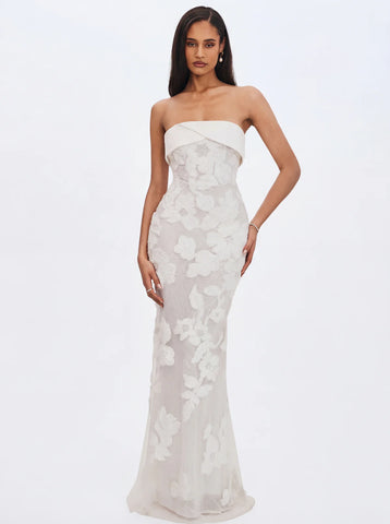 Raphaela White Floral Strapless Mermaid Wedding Dress