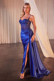 EMBELLISHED LACE & SATIN FITTED GOWN