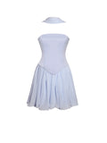 Valentina Baby Blue Boned Curve Edge Mini Dress