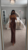Rhinestone Sleeveless Bodycon Maxi Dress