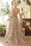 SAGE FLORAL PRINT LAYERED A LINE DRESS