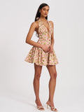 Mackenzie Green And Pink Floral Print Mini Dress