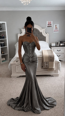 STRAPLESS FITTED SATIN MERMAID GOWN - PREORDER