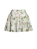 Zanelle Green FLoral Print Drop Waist Linen Full Skirt