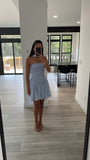 Valentina Baby Blue Boned Curve Edge Mini Dress