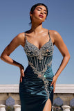 FITTED CRYSTAL & SATIN BODYCON DRESS