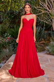PLEATED BODICE A LINE GOWN