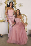 STRAPLESS TULLE BOW BACK GOWN