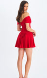 NARELLE CRIMSON OFF SHOULDER SWEETHEART MINI DRESS