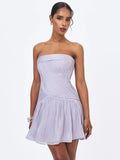 Yalena Lavender Crystal Organza Strapless Mini Dress
