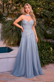 PLEATED BODICE A LINE GOWN
