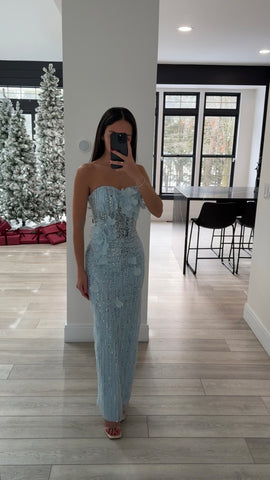 STRAPLESS SHEER CORSET GOWN