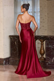 STRAPLESS CRYSTAL SATIN GOWN