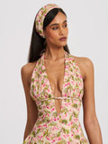 Mackenzie Green And Pink Floral Print Mini Dress