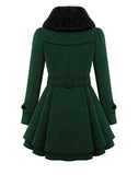 FAUX FUR DOUBLE BREASTED WOOL COAT