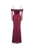 Maybelle Magenta Lace Strap Peplum Maxi Dress
