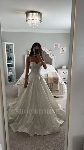 GLITTER BODICE WEDDING BALL GOWN