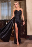 STRAPLESS CRYSTAL SATIN GOWN
