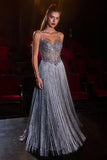 FITTED FRINGE GOWN WITH BEADED BODICE