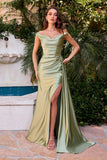 FITTED OFF SHOULDER DRAPED GOWN