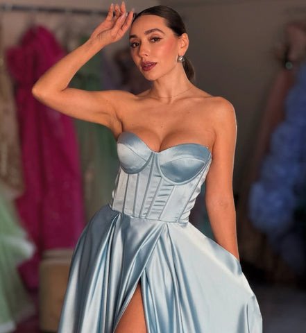 A LINE SATIN BUSTIER MAXI DRESS SHOP DDMINE A LINE SATIN BUSTIER MAXI DRESS SHOP DDMINE