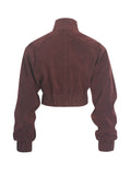 Farryn Mahogany Vegan Suede Cropped Bomber Jacket