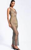 ROBE LONGUE EN MAILLE À STRASS QUAY 