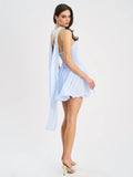 Valentina Baby Blue Boned Curve Edge Mini Dress