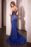 STRAPLESS CRYSTAL EMBELLISHED FITTED GOWN