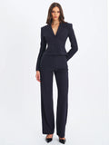 Quinnie Navy High-waisted Straight Leg Pant