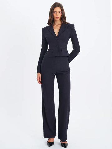 Quinnie Navy High-waisted Straight Leg Pant