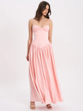 Baby Pink Ruched Breast Drop Waist Maxi Dress